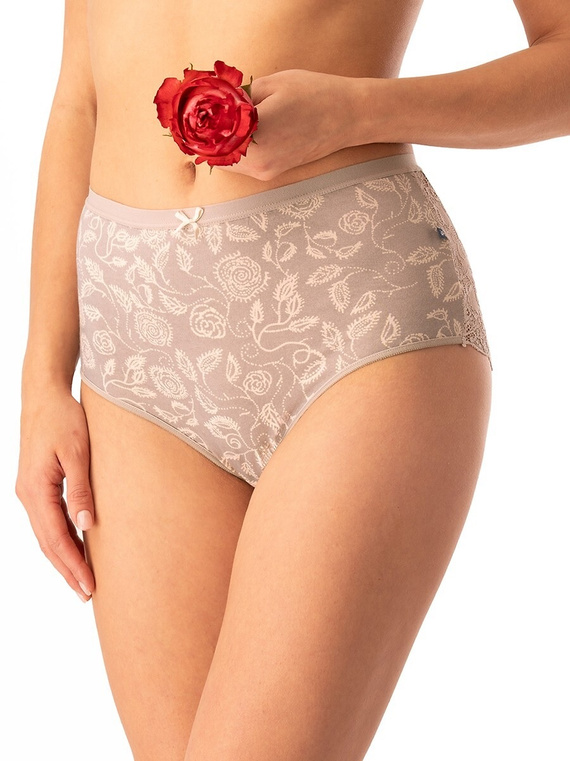 Slip dama din bumbac Key LPF 590 bej - 2 bucati in cutie, dantela la spate