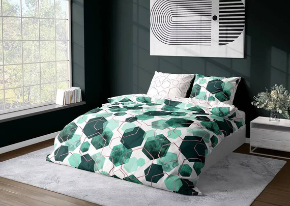 Milargo Verde 009 Lenjerie de pat din satin geometric Verde Faro