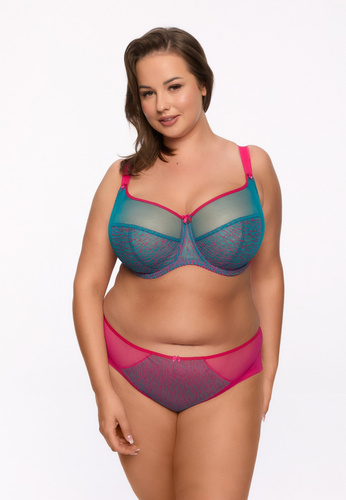 Sutien moale BSM 1294 Cintia maxi Gaia – fuchsia-turcoaz, construcție S16MX, tul și broderie