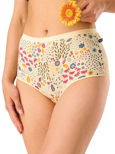 LPF 570 chiloți damă maxi bikini din bumbac cu dantelă – set 2 bucăți