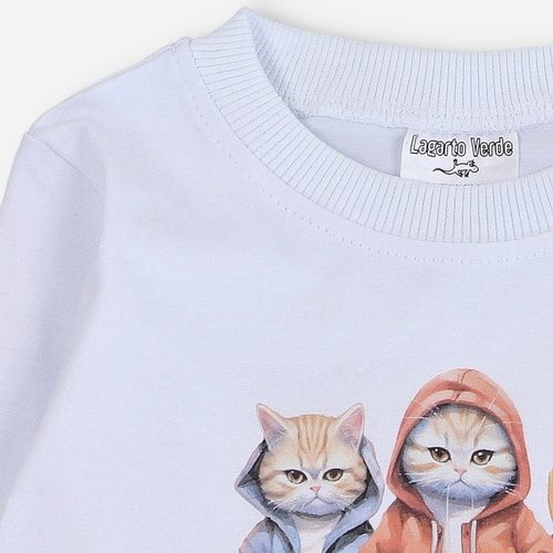 KAR-1010/BIA Bluză băiat cu mâneci lungi Lagarto Verde alb