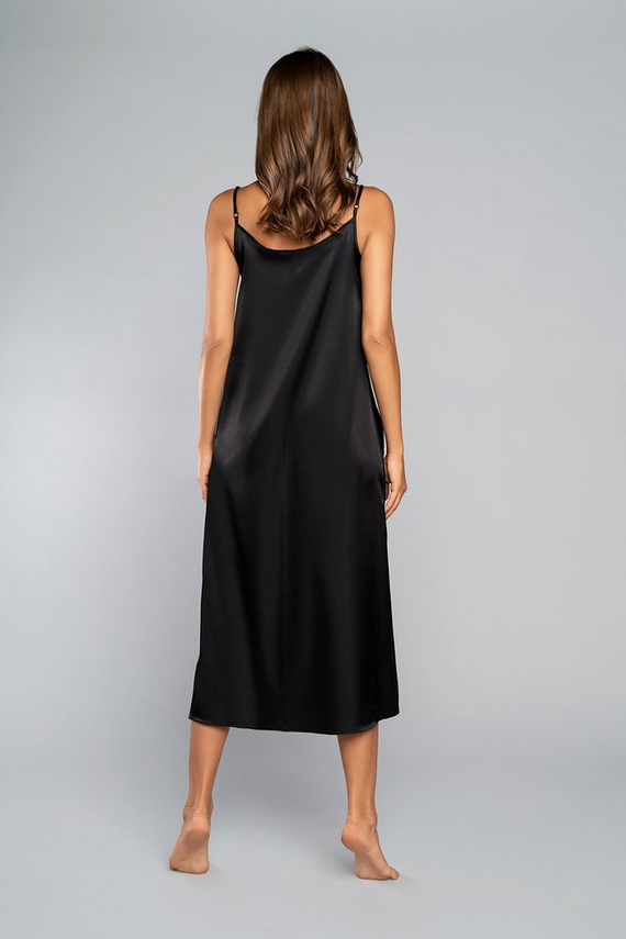 Cămașă de noapte Touch cu curea îngustă, lungă Italia Fashion - negru