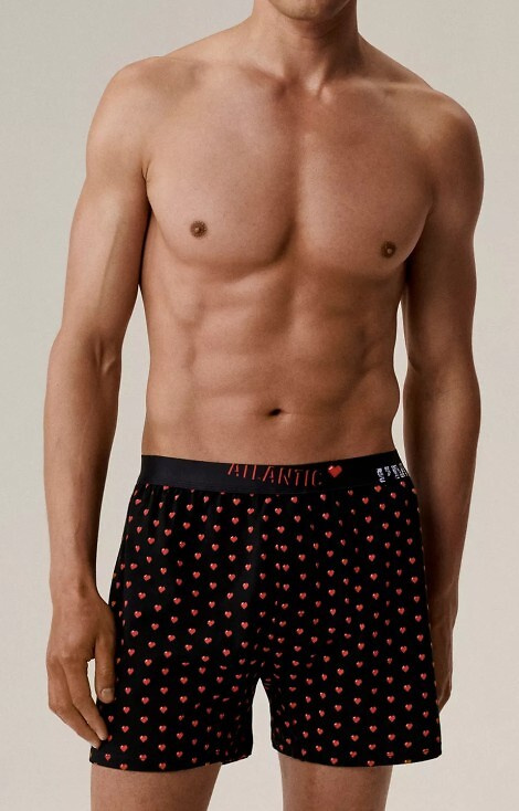 2GMB-011 Pantaloni scurți boxer Atlantic pentru bărbați - bumbac, imprimeu cu inimioare, pachet de 2