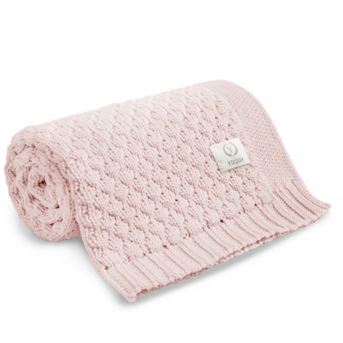 Pătură Bubbles Yosoy din lână merinos roz pudră – naturală, hipoalergenică, față-verso