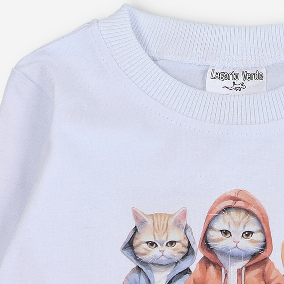 KAR-1010/BIA Bluză băiat cu mâneci lungi Lagarto Verde alb