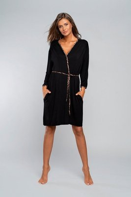 Halat de baie Eila Italian Fashion cu mânecă 3/4 - imprimeu leopard