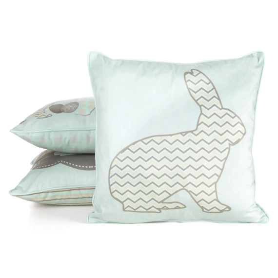 Fata de perna Primavara 1 de Paste din catifea decorata cu imprimeu iepuras Eurocortains menta