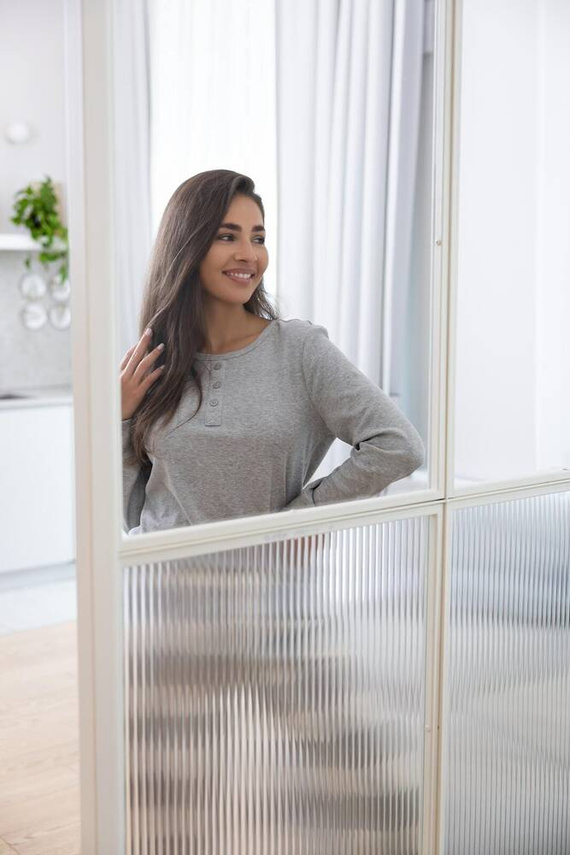 Pijama de damă Sensis Vesper - gri-crem