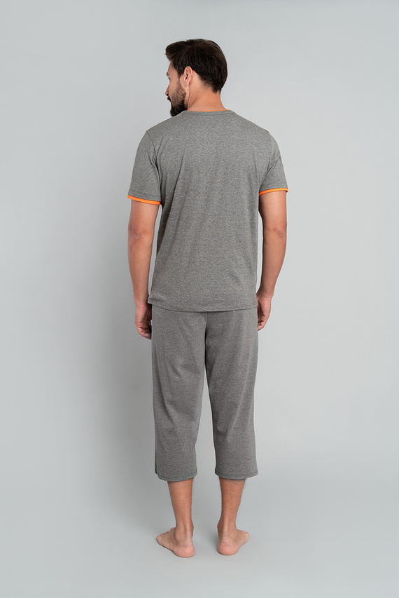 Marek Pijama pentru bărbați cu mânecă scurtă, pantaloni 3/4 Italian Fashion- mediu melange