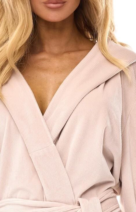 2509 Halat de baie scurt dama L&L Luna cu gluga angora - confortabil si usor