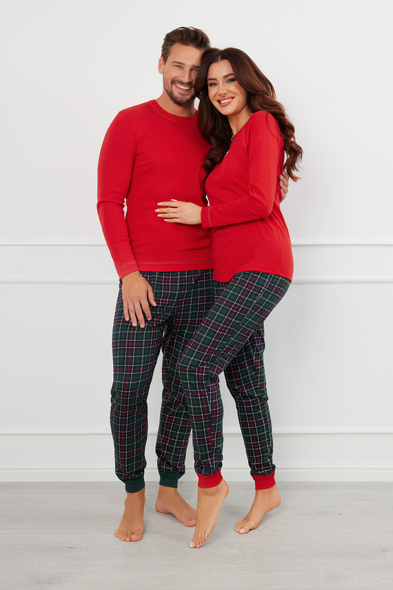 Fogo Pijama bărbătească cu mânecă lungă, pantaloni lungi Italian Fashion - roșu/print 