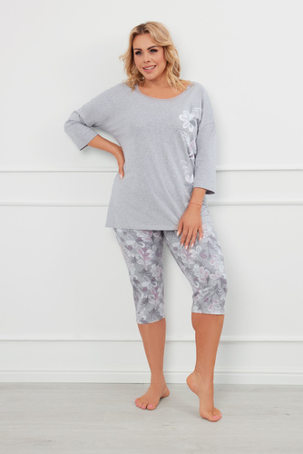 Ibena Ladies' 3/4 sleeve pyjamas, 3/4 trousers Italian Fashion - melange/print