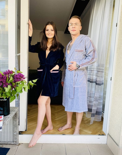 424 Lampas Halat de baie pentru femei - albastru marin