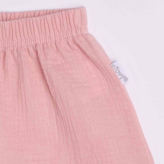 Pantaloni scurți pentru fete Nicol 224316 mușelin 100% bumbac, de vară - roz