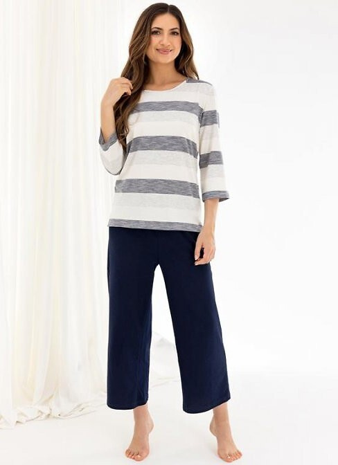 Pijamale damă 719 Regina, bleumarin - viscoză și bumbac, mâneci 3/4, pantaloni 3/4