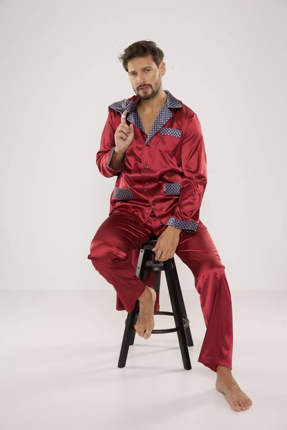 939 Pijama bărbătească Satin Maroon