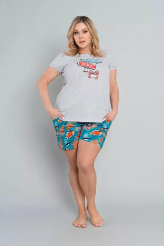 Oceania Ladies' pijama cu mânecă scurtă, pantaloni scurți Italian Fashion- melange/print