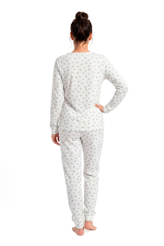 Donna Dani Long roz de pijama damă din bumbac cu dungi, pantaloni în carouri