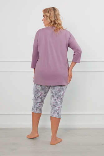 Ibena Pijama cu mâneci 3/4 pentru femei, pantaloni 3/4 Italian Fashion - heather/print