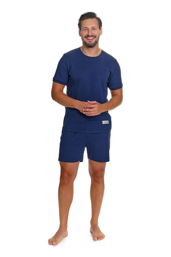 Pijamale bărbați Doctor Nap 7413 bleumarin, din bumbac cu dungi, tricou și șorturi