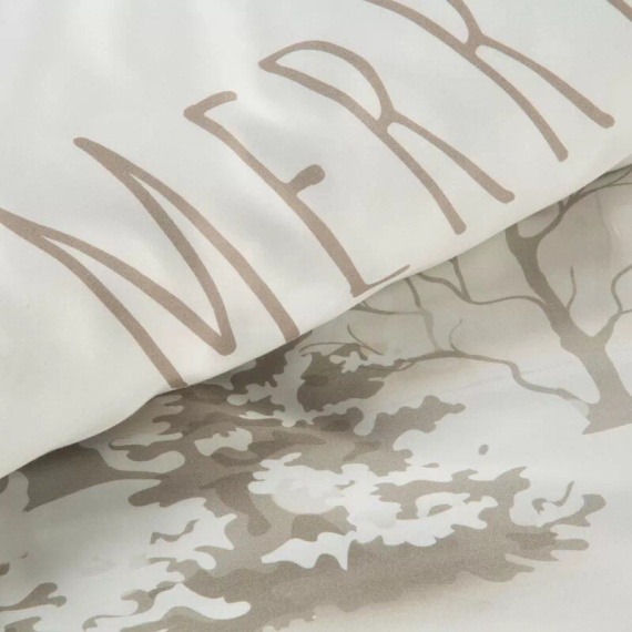 Lenjerie de pat din microfibră cu fulgi de zăpadă Eurocortains peisaj alb de iarnă – moale, ușoară și ușor de întreținut, cu fermoar