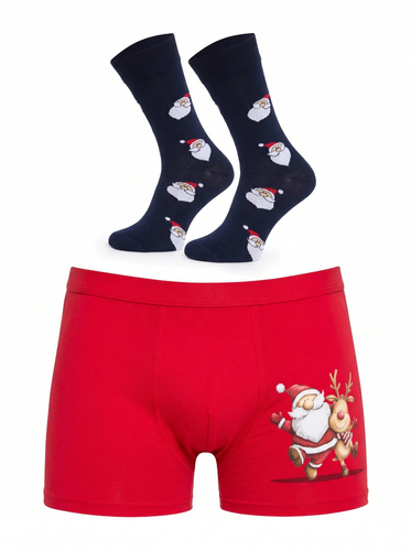 Cornette Gift 914/06 set bărbați de Crăciun boxeri și șosete Moș Crăciun ren