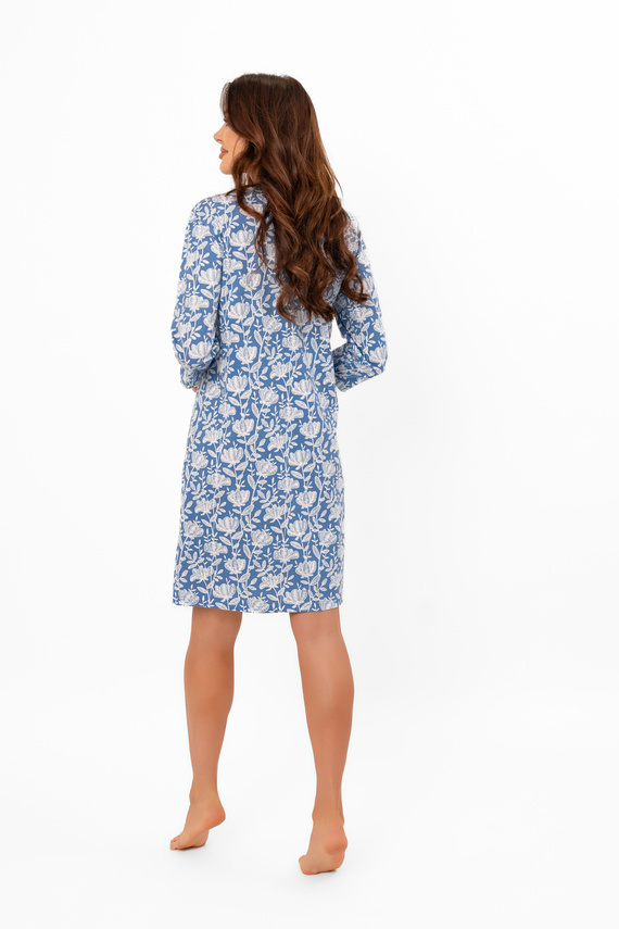 Cămașă de noapte pentru femei Bisali - bumbac, mânecă ¾, model floral Italian Fashion