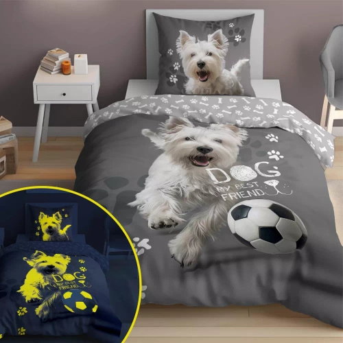 5205 A Fluo 40 Lenjerie de pat din bumbac care strălucește în întuneric Minge pentru câini Detexpol