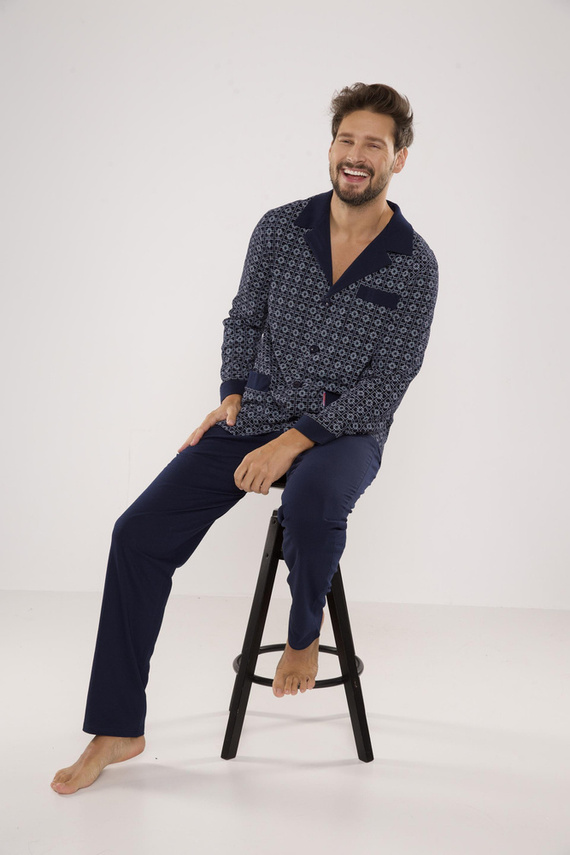 538 Carlo Pijama pentru bărbați De lafense - albastru marin + pătrat