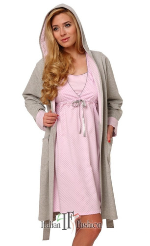 Halat confortabil pentru femei Italian Fashion- melange/albastru