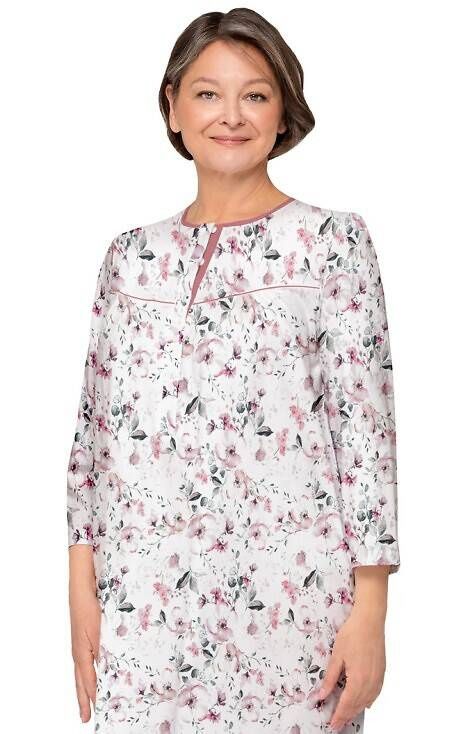 204 Cămașă de noapte cu fermoar Bogna II Martel - alb-roz 24