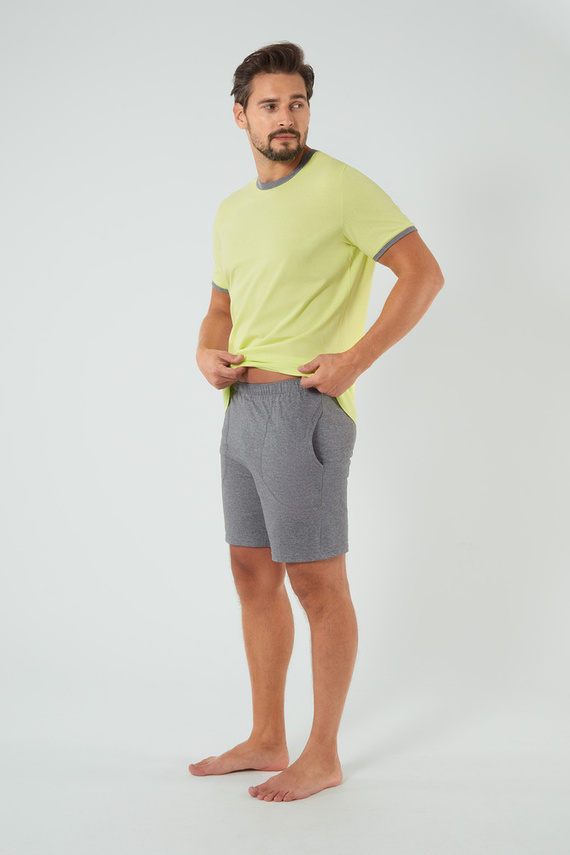 Nikodem Pijama cu mânecă scurtă pentru bărbați, pantaloni scurți Italian Fashion - verde lime