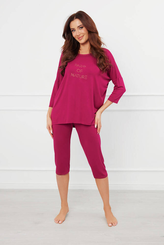 Pijama 3/4 pentru femei Natura Italian Fashion - vin