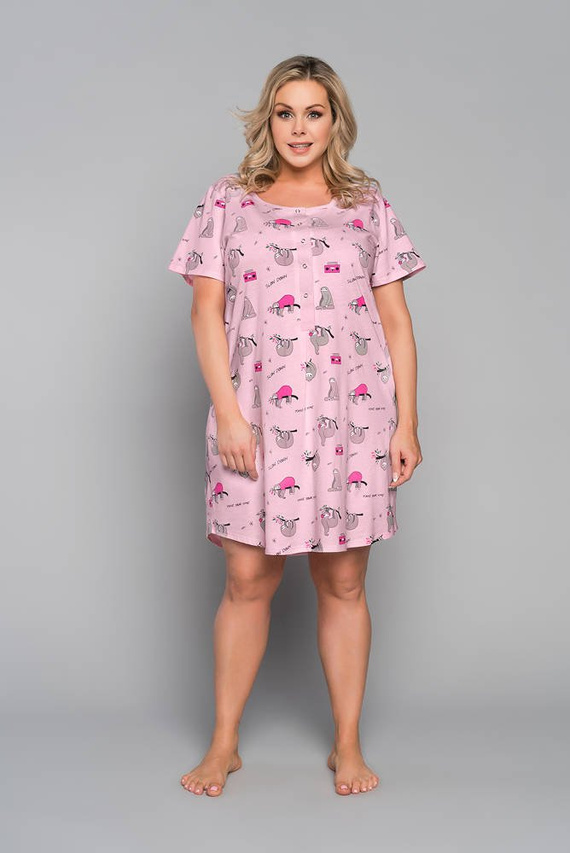 Orso Cămașă de noapte descheiată, cu mânecă scurtă, cu imprimeu Italian Fashion - roz