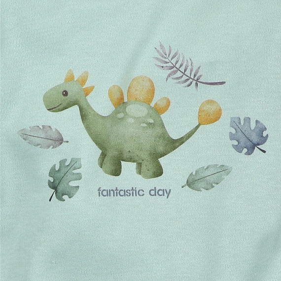 Body din bumbac organic cu dinozauri exploratori ABN-5566 Nini Mentă – Bumbac organic, mânecă lungă