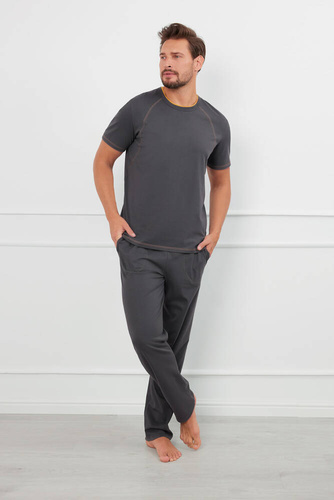 Salomon Pijama cu mânecă scurtă pentru bărbați, pantaloni lungi Italian Fashion - grafit / miere