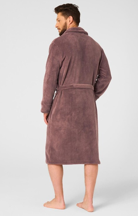 Halat de baie maro pentru bărbați MGL 255 B25 - clasic, moale, cu legături în talie