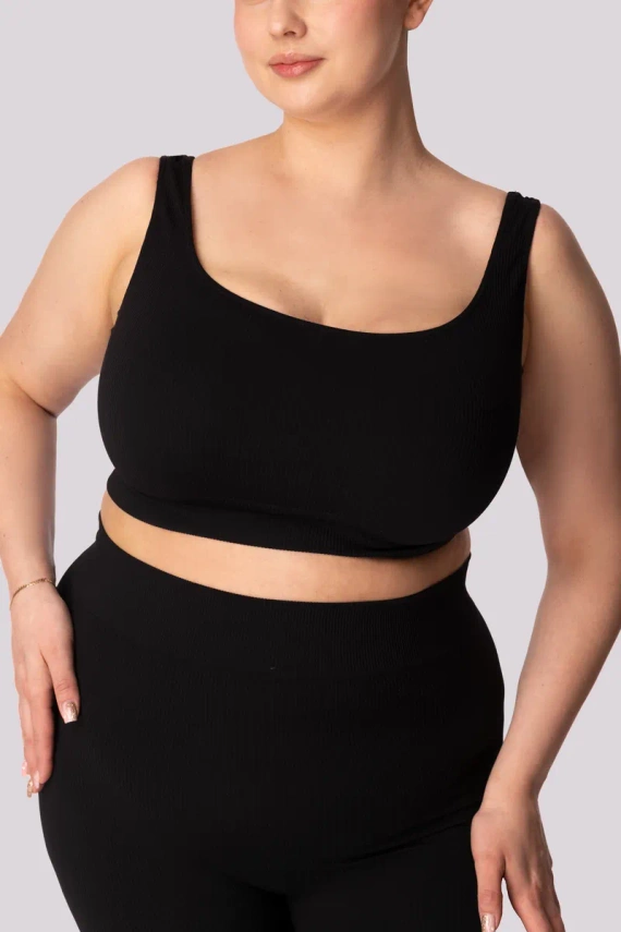 Sutien sport Mona cu nervuri, negru