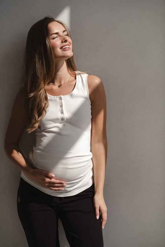 Top de maternitate cu bretele cu bretele, crem