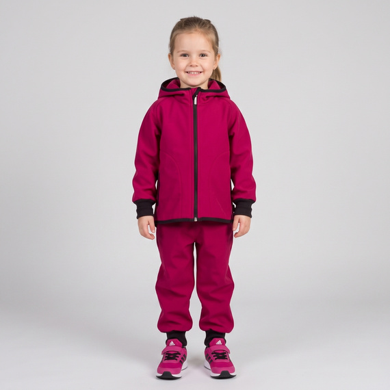 229002 Nicol Geacă softshell pentru fete cu glugă, polar, reflectorizantă - bordo