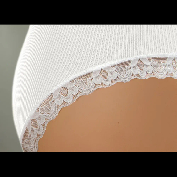 Chiloți damă Sesto Senso 6108 dantelă fără cusături elastic confort white