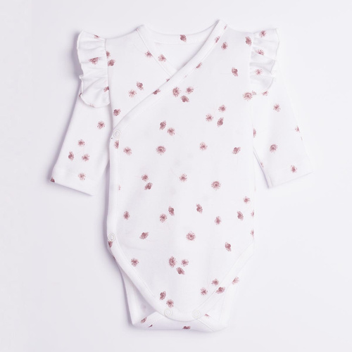 Nicol Hania 226094 Body cu închidere tip petrecut, mânecă lungă, imprimeu floral, crem