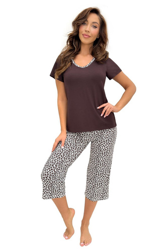 Donna Zoya pijama damă 3/4 – vâscoză și bumbac, decolteu V