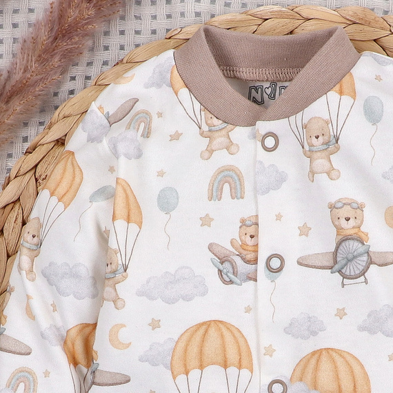 ABN-5510 Caftan pentru bebeluși Sky Journey Nini – bumbac organic, închidere cu clic