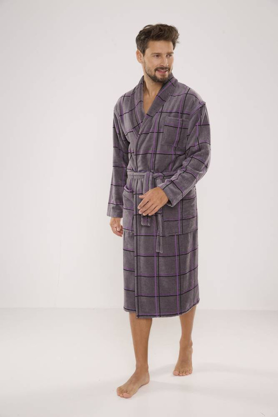 803 / 819 Halat de baie pentru bărbați Twin Forex - gri cu carouri mov (gri cu carouri)