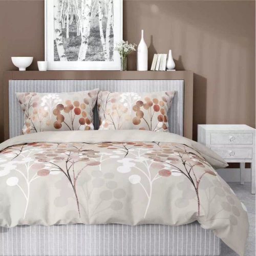 5223 A Crengute de pat din satin cu frunze rotunde Detexpol bej