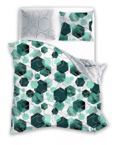 Milargo Verde 009 Lenjerie de pat din satin geometric Verde Faro