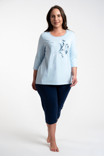 Arietta Pijama de damă cu mâneci 3/4 și pantaloni 3/4 Italian Fashion - albastru