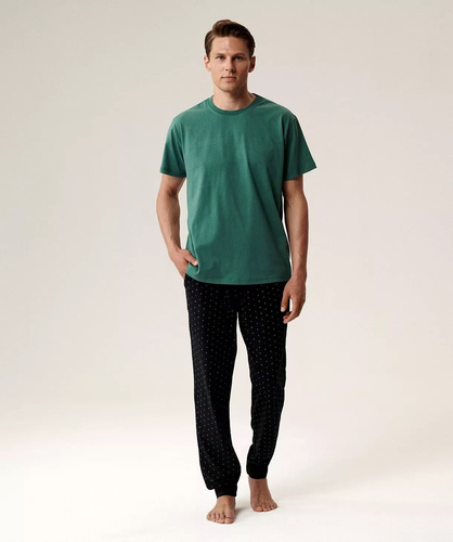 Pijamale bărbătești NMP-388 Verde Atlantic - bumbac, mâneci scurte