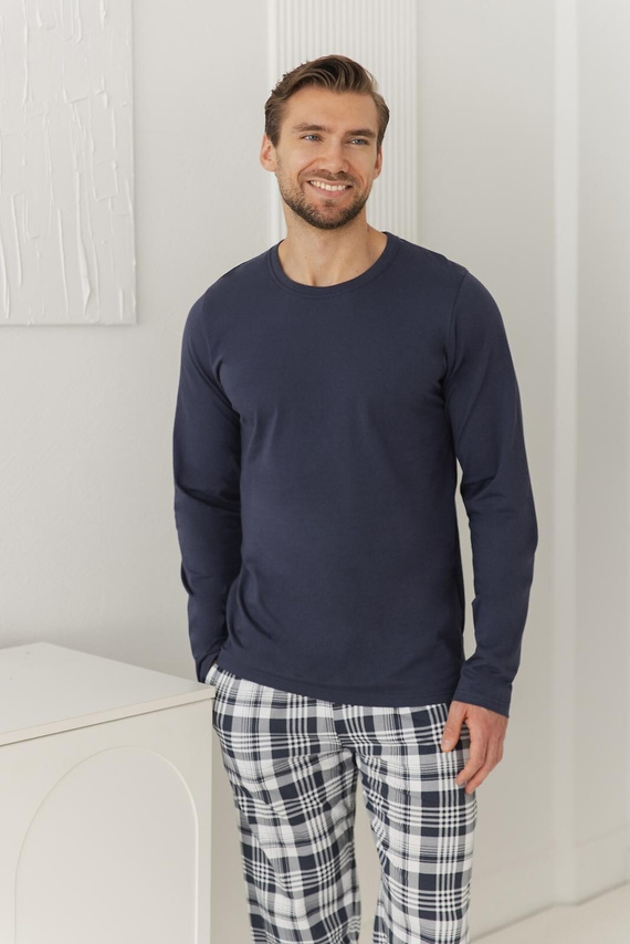 Pijamale bărbați Taro 3664 Dante bleumarin 100% bumbac mânecă lungă